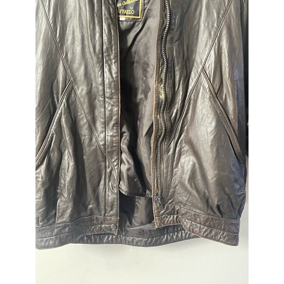 Vtg Jacket Golden Collection By Rafaello Y2K Mens 80s Leather XL Brown Bomber - Picture 6 of 15